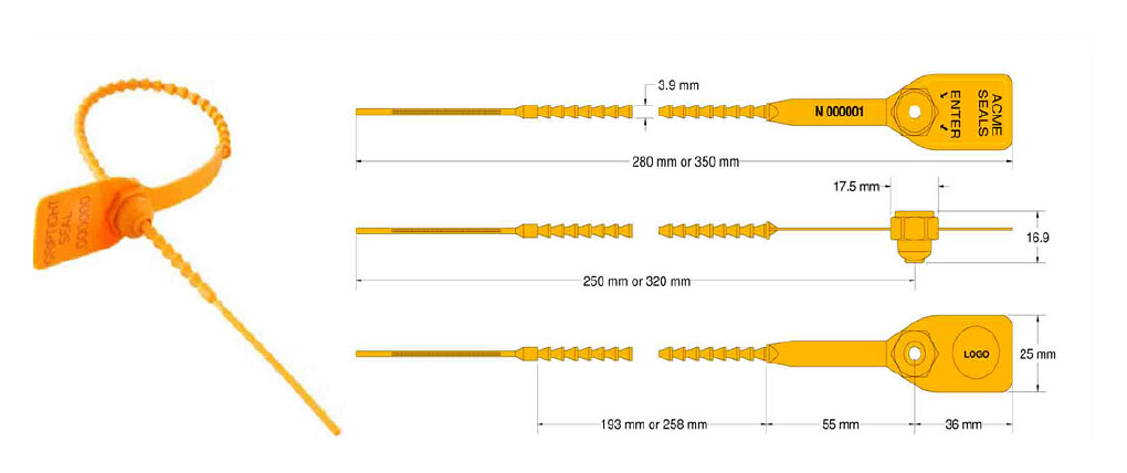 Griptight N plomba termékábra és méretrajz